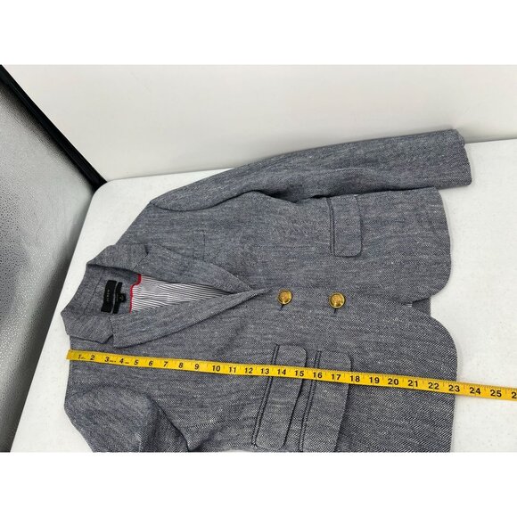 J.Crew 2 Dalton Herringbone Blazer Linen Blend Gold Buttons Gray Preppy Academia - Picture 8 of 11